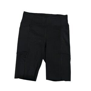 Halara Double Side Pocket Raw Hem Biker Shorts Sz Small (6) Black 9" Inseam